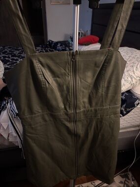 wild fable Olive Green Faux Leather Mini Dress